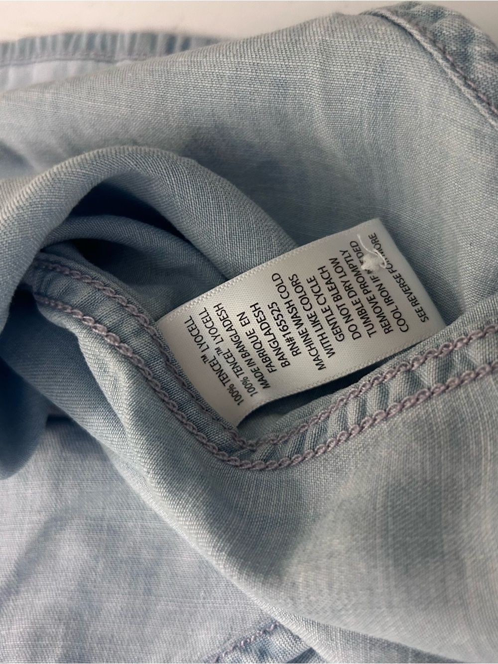 Lola River Blue Denim Chambray small Button Up Light Wash Short Sleeve Shirt - Picture 8 of 9
